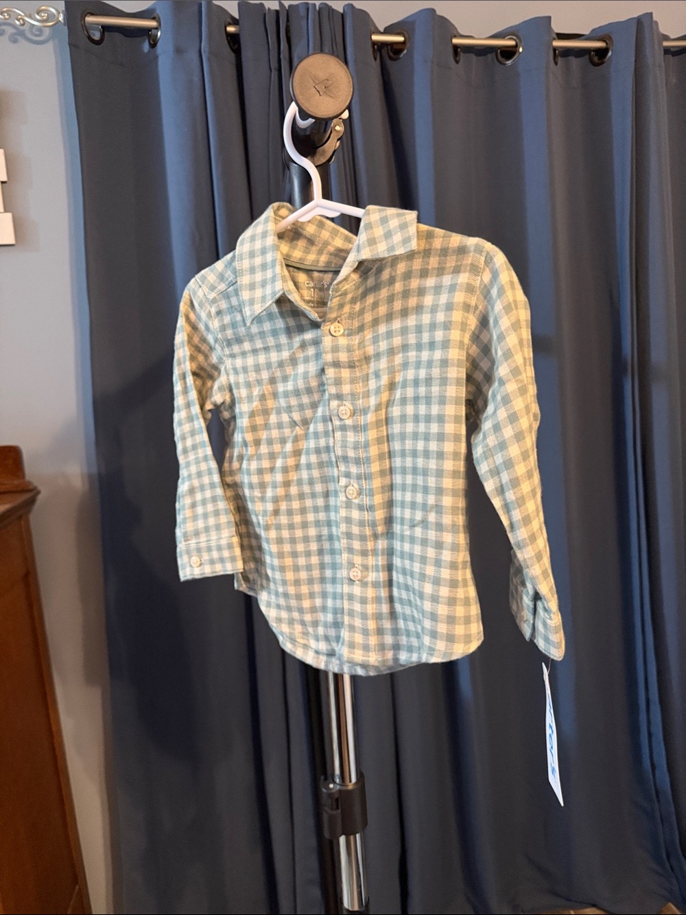 Carter's Boys Light Blue & White Gingham Button-Down Shirt